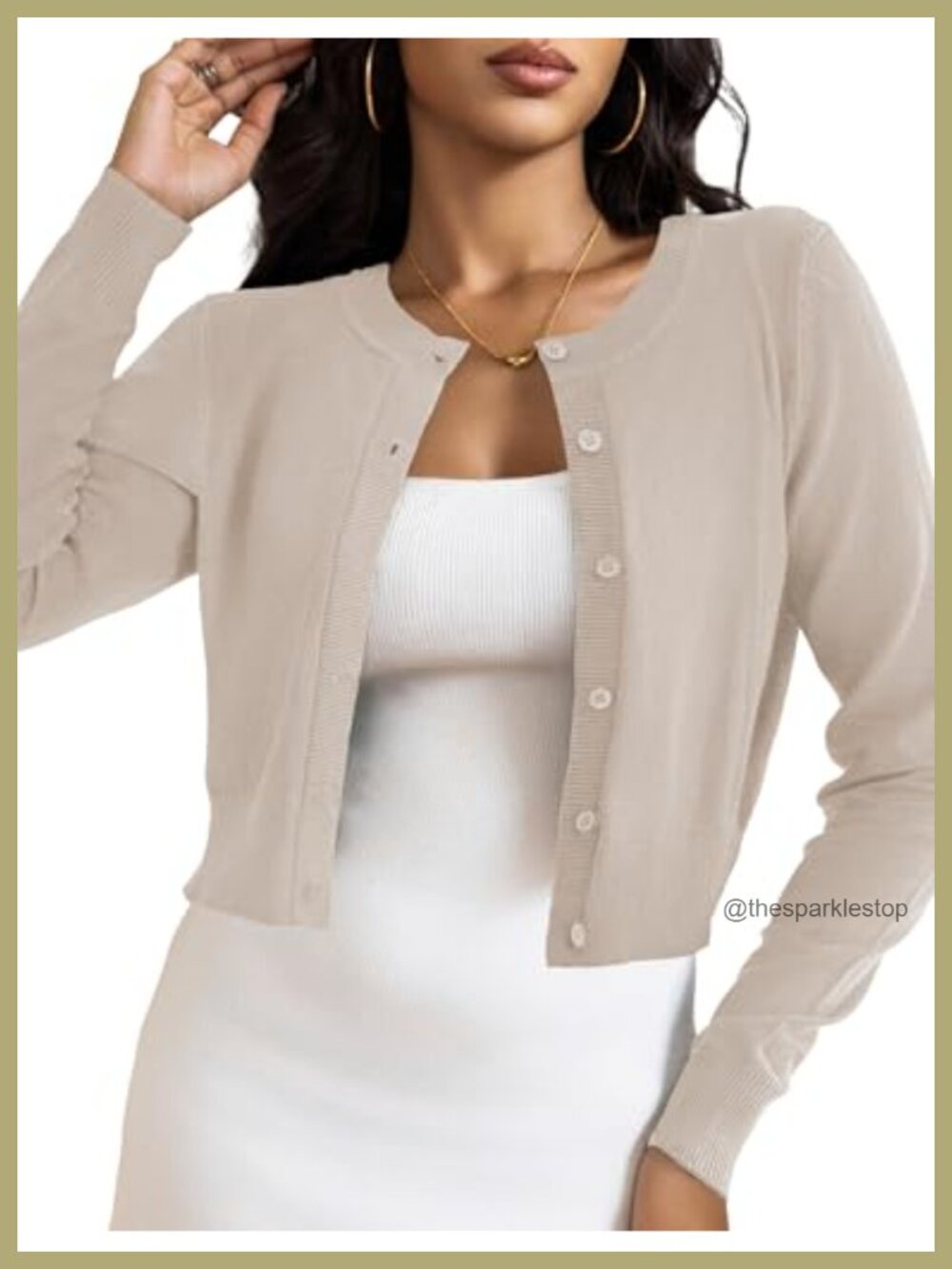 Women's Cropped Cardigan Bolero Shrug Button Down Long Sleeve Lightweight Knit